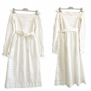 New with Tag, Rebecca Vallance Jame off-the-shoulder belted midi dress, Size 4US